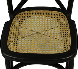 HSM Collection-Eetkamerstoel Cross-48x45x90-Zwart/Naturel-Mahonie/Rotan