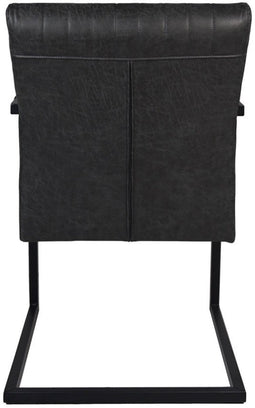 HSM Collection-Eetkamerstoel Texas Met Arm S/2-55x50x85-Grijs/Zwart-Leder/Metaal