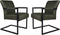HSM Collection-Eetkamerstoel Texas Met Arm S/2-55x50x85-Groen/Zwart-Leder/Metaal