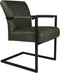 HSM Collection-Eetkamerstoel Texas Met Arm S/2-55x50x85-Groen/Zwart-Leder/Metaal