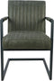 HSM Collection-Eetkamerstoel Texas Met Arm S/2-55x50x85-Groen/Grijs-Leder/Metaal