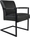 HSM Collection-Eetkamerstoel Texas Met Arm S/2-55x50x85-Grijs/Zwart-Leder/Metaal