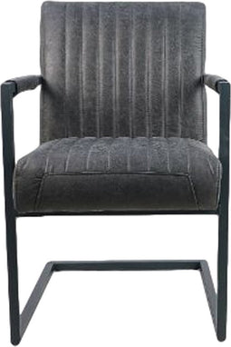HSM Collection-Eetkamerstoel Texas Met Arm-55x50x85-Grafiet/Grijs-Leder/Metaal