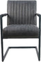 HSM Collection-Eetkamerstoel Texas Met Arm-55x50x85-Grafiet/Grijs-Leder/Metaal