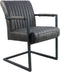 HSM Collection-Eetkamerstoel Texas Met Arm-55x50x85-Grafiet/Grijs-Leder/Metaal