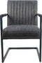 HSM Collection-Eetkamerstoel Texas Met Arm-55x50x85-Grafiet/Grijs-Leder/Metaal