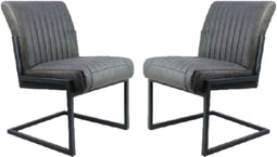 HSM Collection-Eetkamerstoel Texas S/2-55x50x85-Grafiet/Grijs-Leder/Metaal
