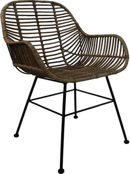 HSM Collection-Eetkamerstoel Wendi Rotan S/2-59x63x83-Naturel/grijs/zwart-Rotan/kobo/metaal