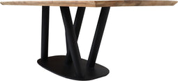 HSM Collection - Eettafel Fishbone Danish - 200x100x77 - Naturel/zwart - Eiken/metaal