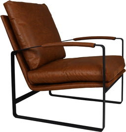 HSM Collection-Fauteuil Miami-95x65x95-Cognac/Zwart-Leder/Metaal