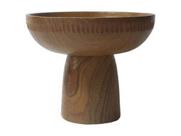 HSM Collection-Fruit Bowl On Stand Sand-Ø25x21-Brown-Teak