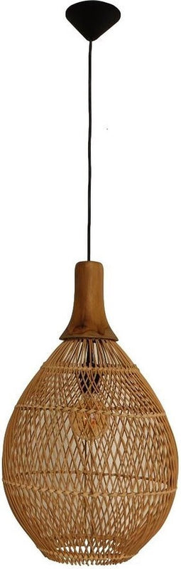 HSM Collection-Hanglamp-34x34x58-Naturel-Rotan/Teak
