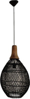HSM Collection-Hanglamp-34x34x58-Zwart/Naturel-Rotan/Teak