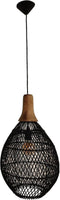 HSM Collection-Hanglamp-34x34x58-Zwart/Naturel-Rotan/Teak
