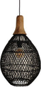 HSM Collection-Hanglamp-34x34x58-Zwart/Naturel-Rotan/Teak