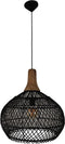 HSM Collection-Hanglamp-43x43x46-Zwart/Naturel-Rotan/Teak