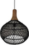 HSM Collection-Hanglamp-43x43x46-Zwart/Naturel-Rotan/Teak