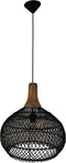 HSM Collection-Hanglamp-43x43x46-Zwart/Naturel-Rotan/Teak