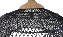 HSM Collection-Hanglamp-65x65x40-Zwart/Naturel-Rotan/Teak