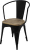 HSM Collection-Industriële Caféstoel-40x40x82-Naturel/Zwart-Mango/Metaal