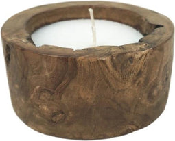 HSM Collection-Kaars Boomstam Klein-ø20x10-Naturel-Teak