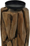 HSM Collection-Kaarsenhouder 1 Kaars-13x13x21-Naturel/Zwart-Teak/Metaal