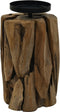 HSM Collection-Kaarsenhouder 1 Kaars-13x13x21-Naturel/Zwart-Teak/Metaal