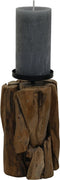 HSM Collection-Kaarsenhouder 1 Kaars-13x13x21-Naturel/Zwart-Teak/Metaal