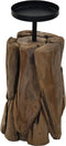HSM Collection-Kaarsenhouder 1 Kaars-13x13x21-Naturel/Zwart-Teak/Metaal