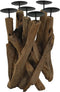HSM Collection-Kaarsenhouder 5 Kaarsen-35x35x65-Naturel/Zwart-Teak/Metaal