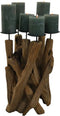 HSM Collection-Kaarsenhouder 5 Kaarsen-27x27x39-Naturel/Zwart-Teak/Metaal
