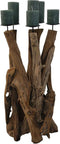 HSM Collection-Kaarsenhouder 5 Kaarsen-35x35x65-Naturel/Zwart-Teak/Metaal