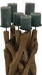 HSM Collection-Kaarsenhouder 5 Kaarsen-35x35x65-Naturel/Zwart-Teak/Metaal