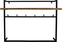 HSM Collection Kapstok - 100x30x80 - Naturel/zwart - Acaciahout/metaal