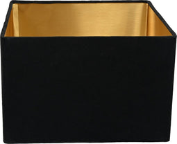 HSM Collection - Lampenkap Vierkant - 42x42x28 - Velvet - Zwart/Goud