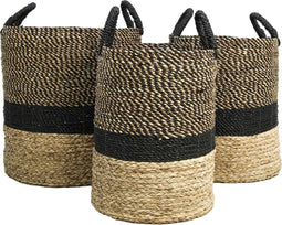 HSM Collection-Mandenset Malibu S/3-ø42x45 / ø38x42 / ø34x39-Naturel/Zwart-Waterhyacint