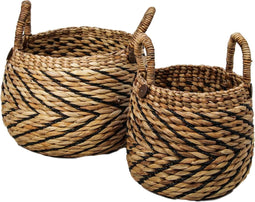 HSM Collection-Mandenset S/2-ø40x42/ø30x36-Naturel/Zwart-Waterhyacint
