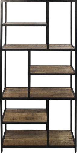 HSM Collection-Open Vakkenkast Levels-80x38x180-Naturel/Zwart-Mango/Metaal