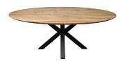 HSM Collection-Oval Dining Table Zurich-220x100x76-Natural/Black-Acacia/Metal