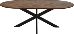 HSM Collection-Ovale Eettafel Mozaiek-220x110x76-Naturel/Zwart-Mango/Metaal
