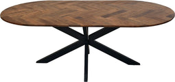 HSM Collection-Ovale Eettafel Mozaiek-240x110x76-Naturel/Zwart-Mango/Metaal
