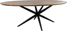 HSM Collection-Ovale Eettafel Zurich-200x100x72-Naturel/zwart-Acaciahout/metaal