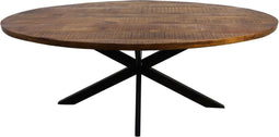 HSM Collection-Ovale Eettafel Melbourne-200x100x76-Naturel/Zwart-Mango/Metaal