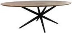 HSM Collection-Ovale Eettafel Zurich-240x100x76-Naturel/Zwart-Acacia/Metaal