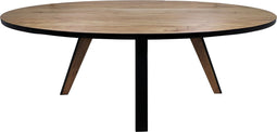 HSM Collection-Ovale Eettafel Milano-180x100x76-Naturel/Zwart-Acacia/Metaal