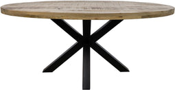 HSM Collection-Ovale Eettafel Portland-180x100x77-Naturel/Zwart-Mango/Metaal
