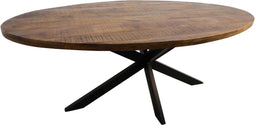 HSM Collection-Ovale Eettafel Melbourne-240x110x76-Naturel/Zwart-Mango/Metaal