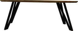 HSM Collection-Ovale Eettafel Fishbone-220x110x76-Naturel/Zwart-Eiken/Metaal