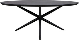 HSM Collection-Ovale Eettafel Zurich-180x100x76-Zwart-Acacia/Metaal