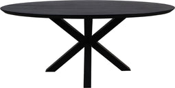 HSM Collection-Ovale Eettafel Zurich-200x100x76-Zwart-Acacia/Metaal